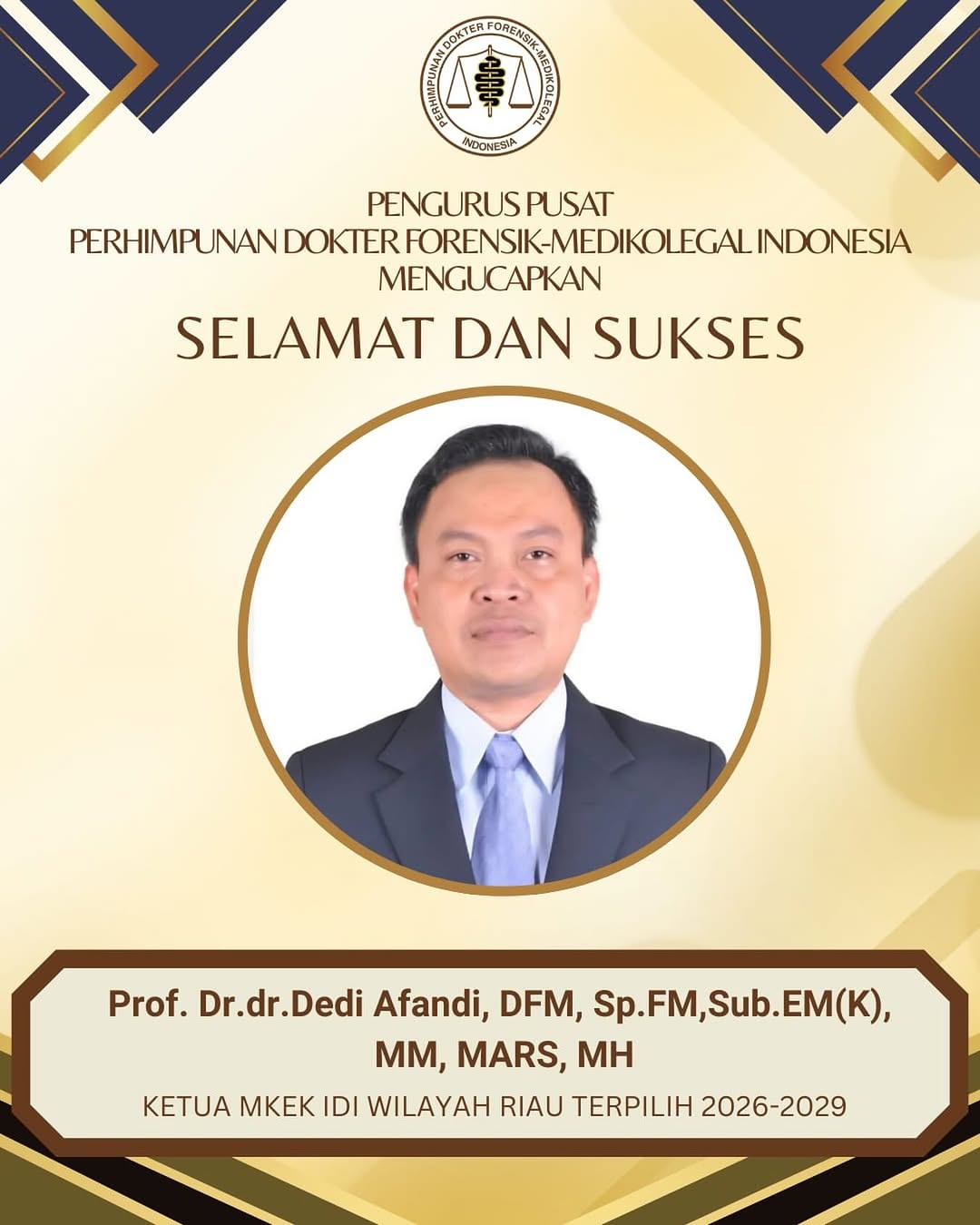 Selamat mengemban amanah sebagai ketua MKEK Prof. Dr. dr. Dedi Afandi,...